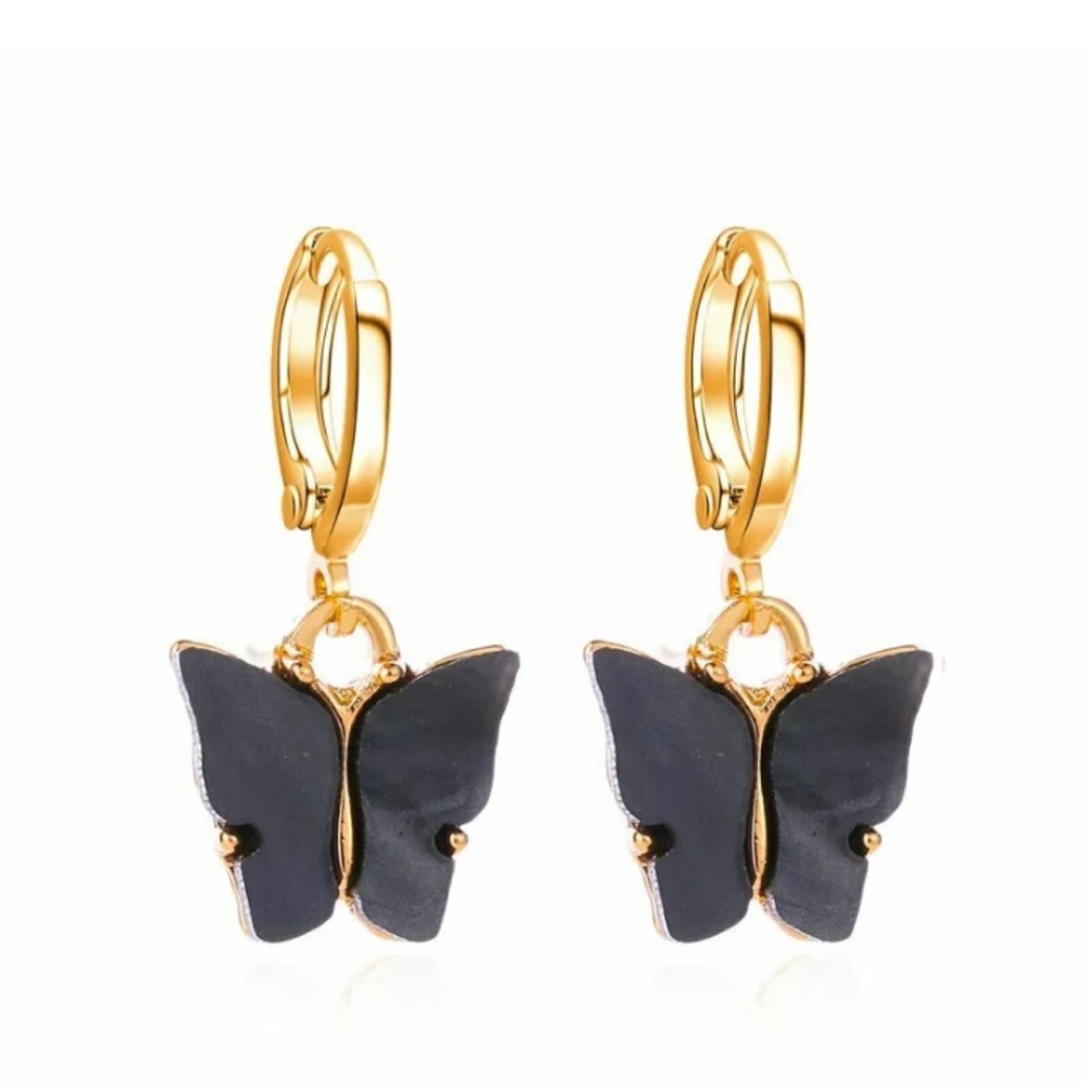 BUTTERFLY New Dainty Drop Pendant Huggie Style Pirced Ear Earrings - Picture 6 of 13
